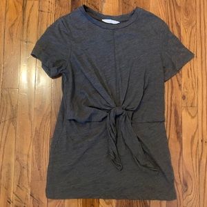 Lush Gray/Green Tie Front Shirt